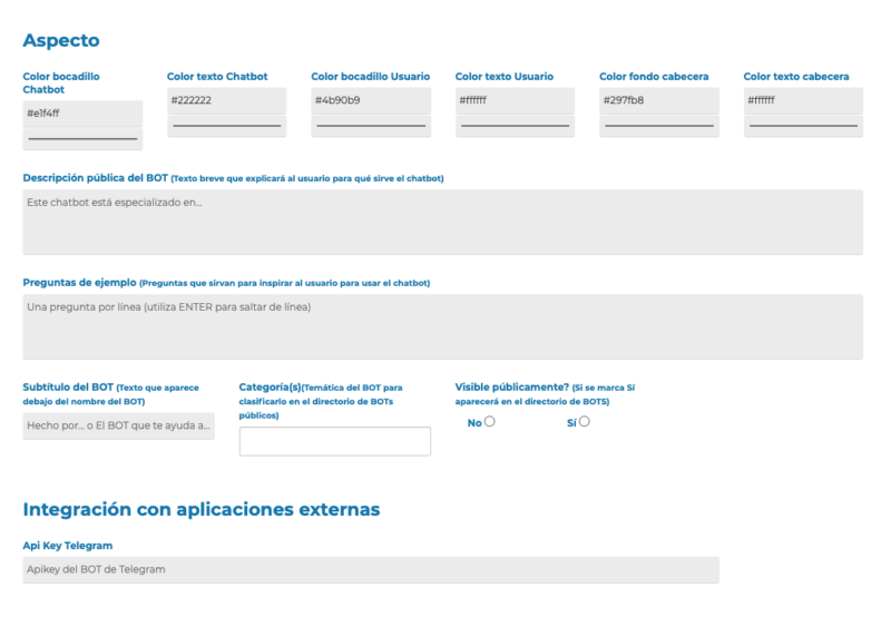 Personalización Aspecto